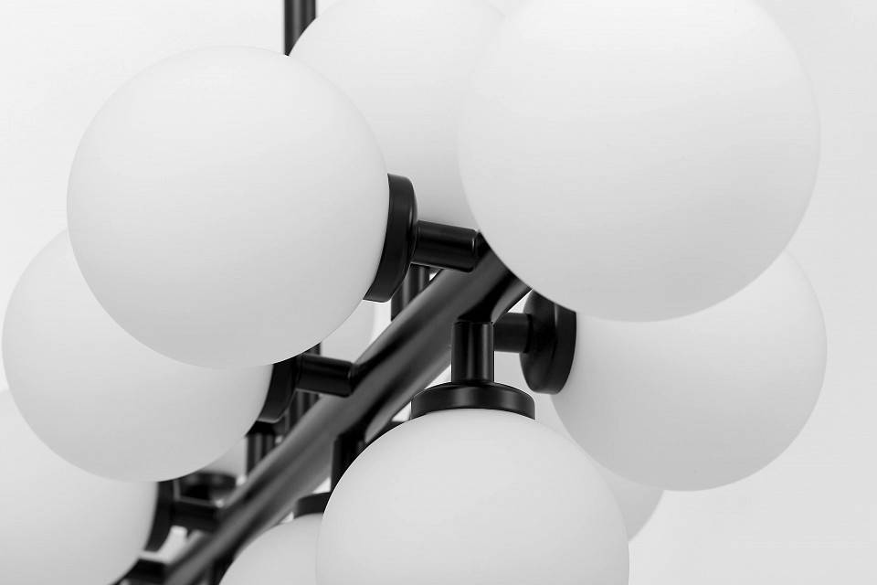 Люстра на штанге LUMINA DECO Marsiada 16 ламп черная LDP 6033-16 BK