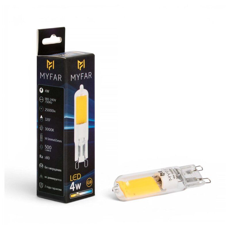Лампа светодиодная MyFar Базис G9 G9 4Вт 3000K MB1101G9-4W3K