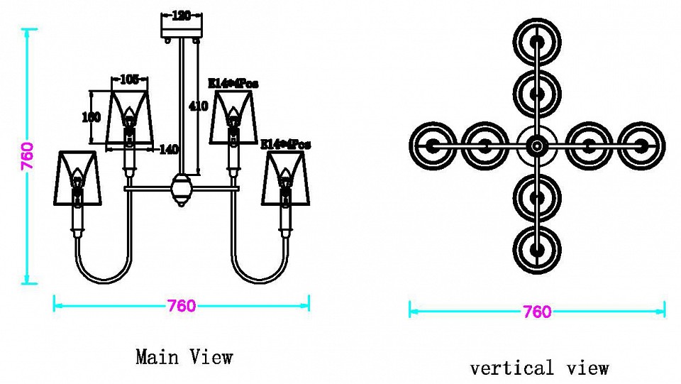 Люстра на штанге MyFar Gabriel MR2430-8P