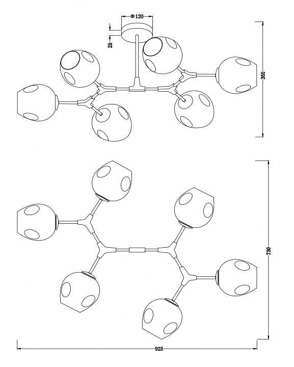 Люстра на штанге Freya Desi 6 ламп FR5006CL-06B