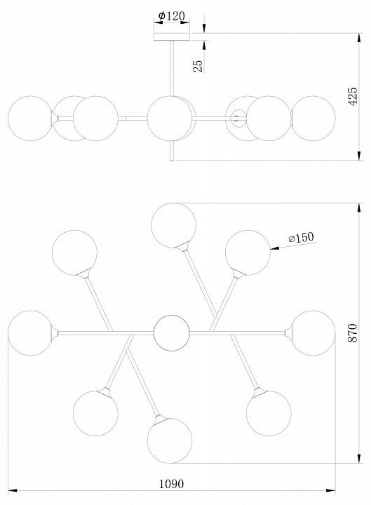 Люстра на штанге Freya Maddison 8 ламп FR5115PL-08BZ