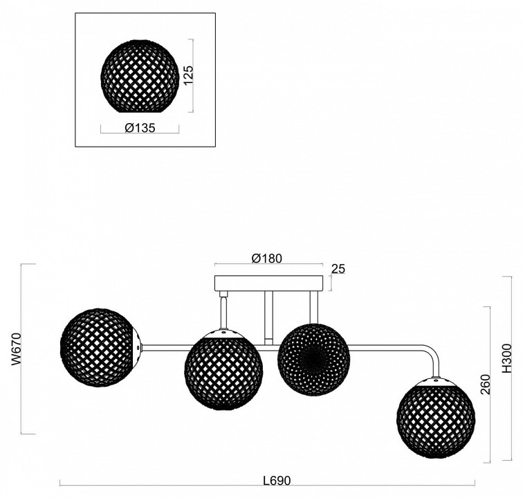 Потолочная люстра Freya Navel FR8016PL-06BBS