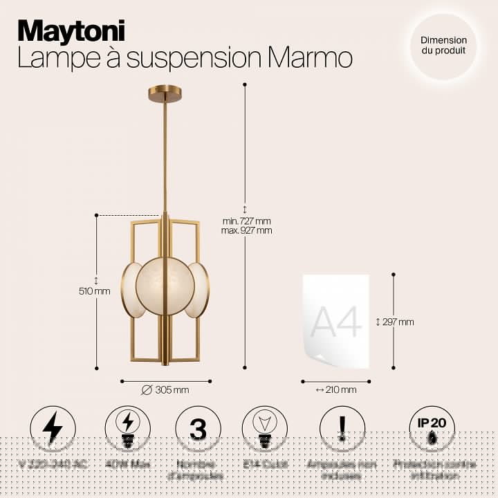 Люстра на штанге Maytoni Marmo MOD099PL-03G