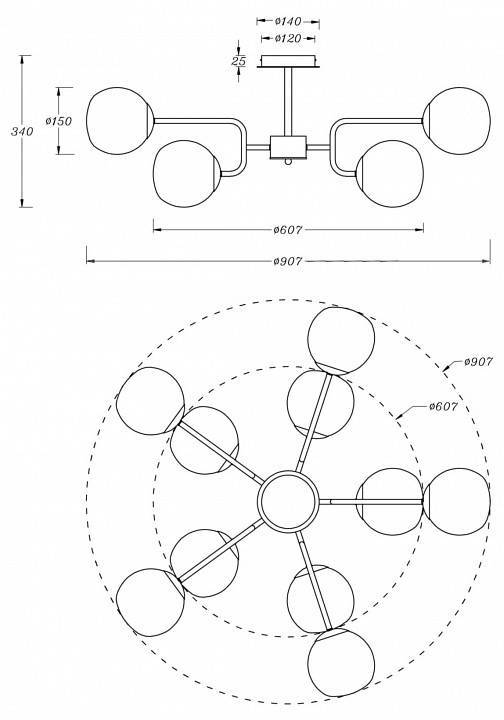 Люстра на штанге Maytoni Erich MOD221PL-10N
