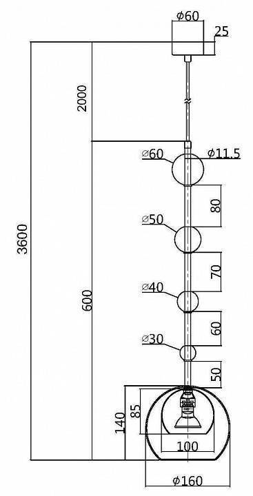 Подвесной светильник Maytoni Ros MOD227PL-01B