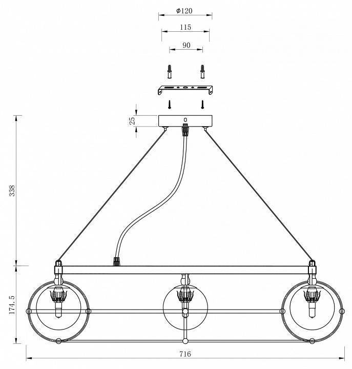 Подвесная люстра Maytoni Carcass MOD312PL-10GCH