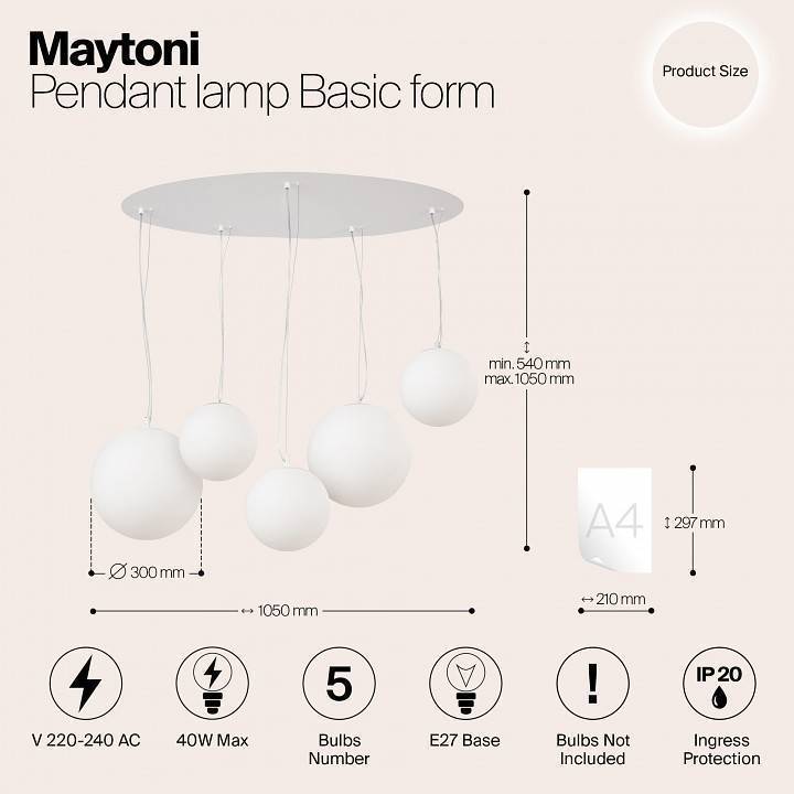 Подвесной светильник Maytoni Basic form 5xG9 MOD321PL-05W1