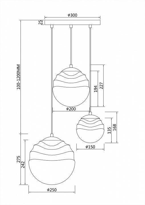 Подвесной светильник Maytoni Vinare 3 лампы P074PL-03BS