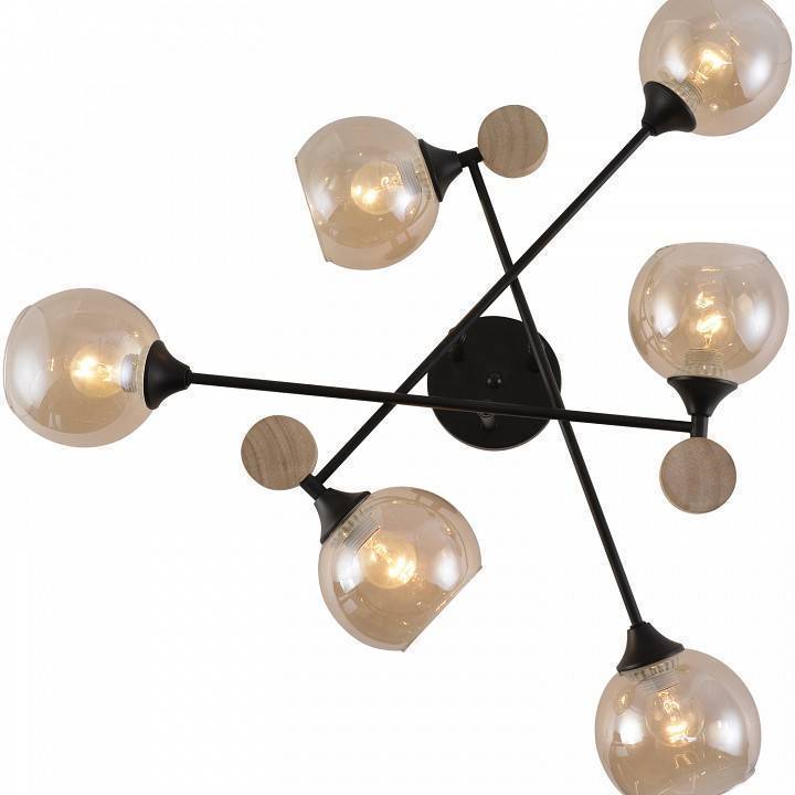 Потолочная люстра Reluce 01491 01491-0.3-06 BK+WOOD