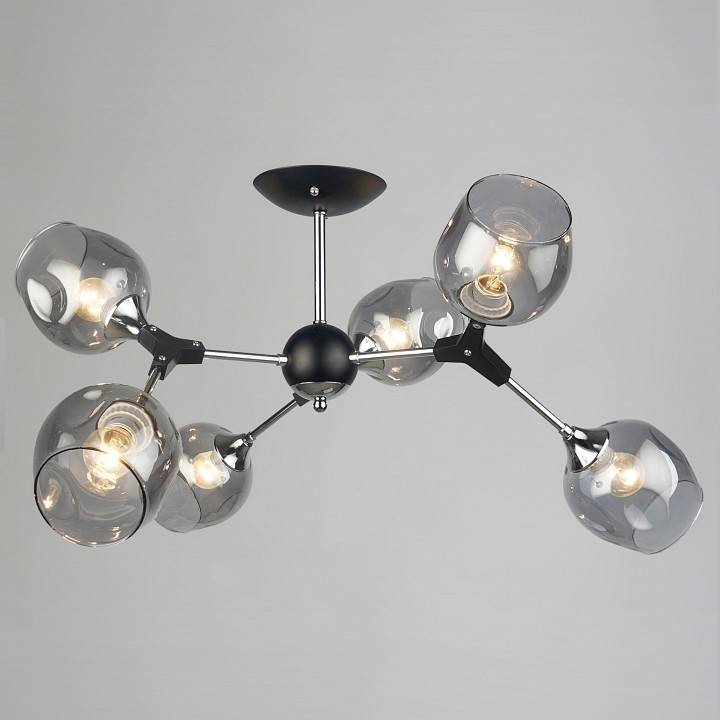 Люстра на штанге Reluce 04210-1 6 ламп черный хром 04210-0.3-06 BK+CR