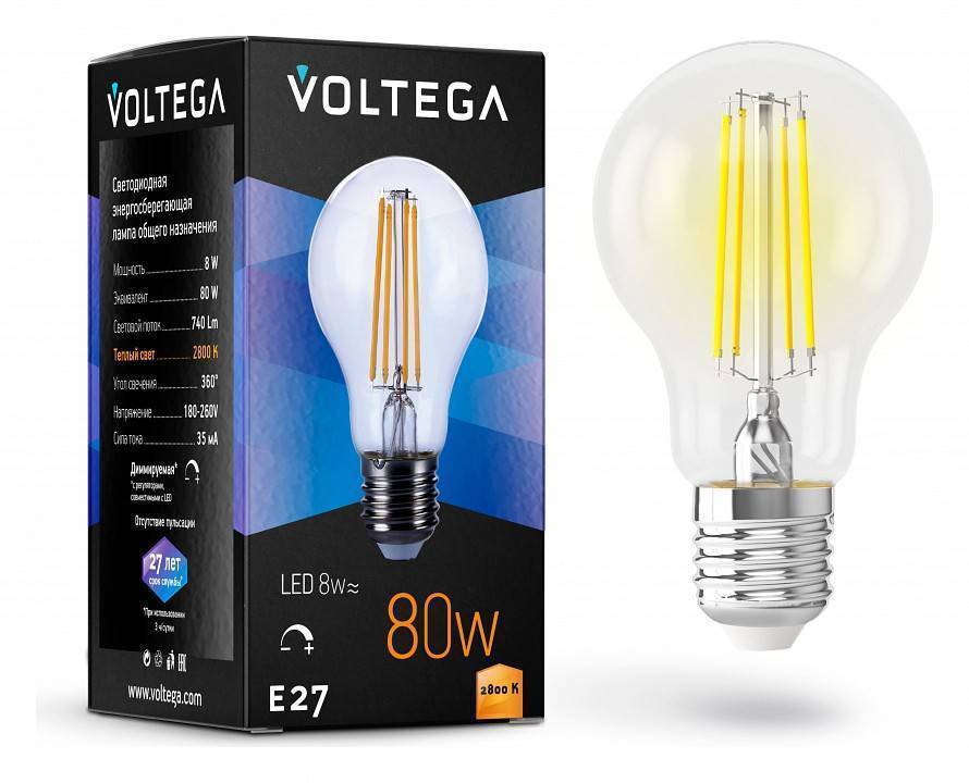 Лампа светодиодная Voltega General Purpose Bulb E27 8 Вт 2800 K 5489