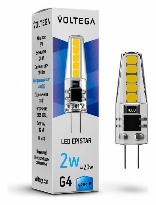 Лампа светодиодная Voltega Simple G4 2 Вт 4000 K 6984