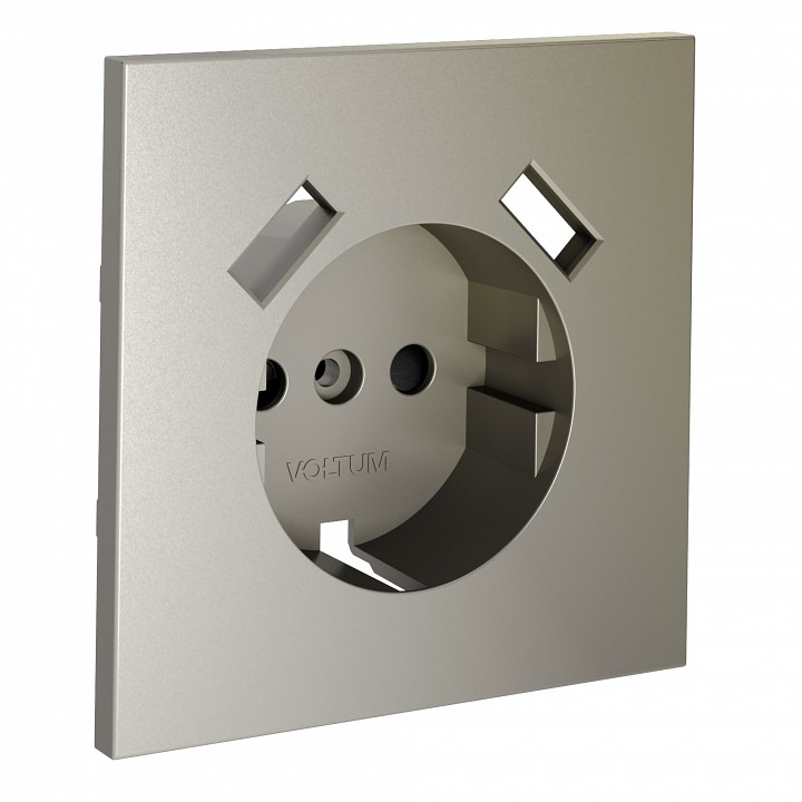 Накладка для розетки с заземлением и со шторками и 2хUSB type A Voltum S70 VLS000904