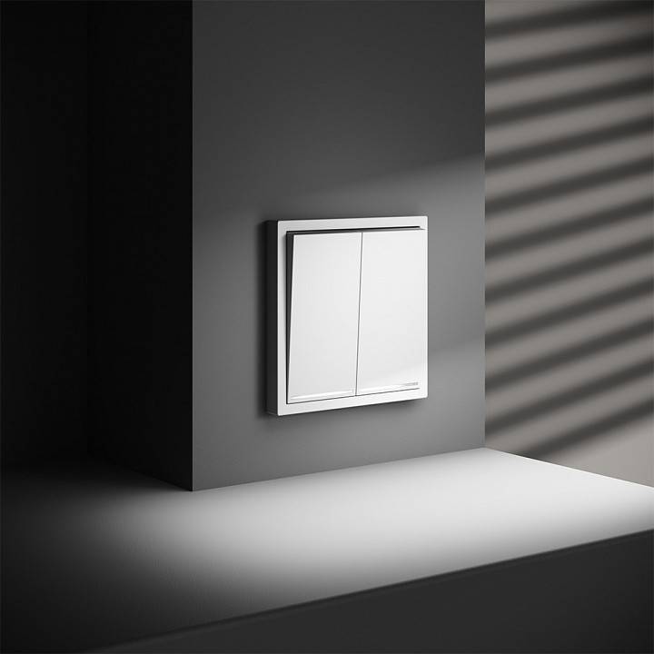 Выключатель двухклавишный с подсветкой без рамки Voltum S70 VLS020202