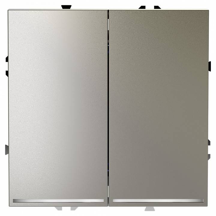 Выключатель двухклавишный с подсветкой без рамки Voltum S70 VLS020204