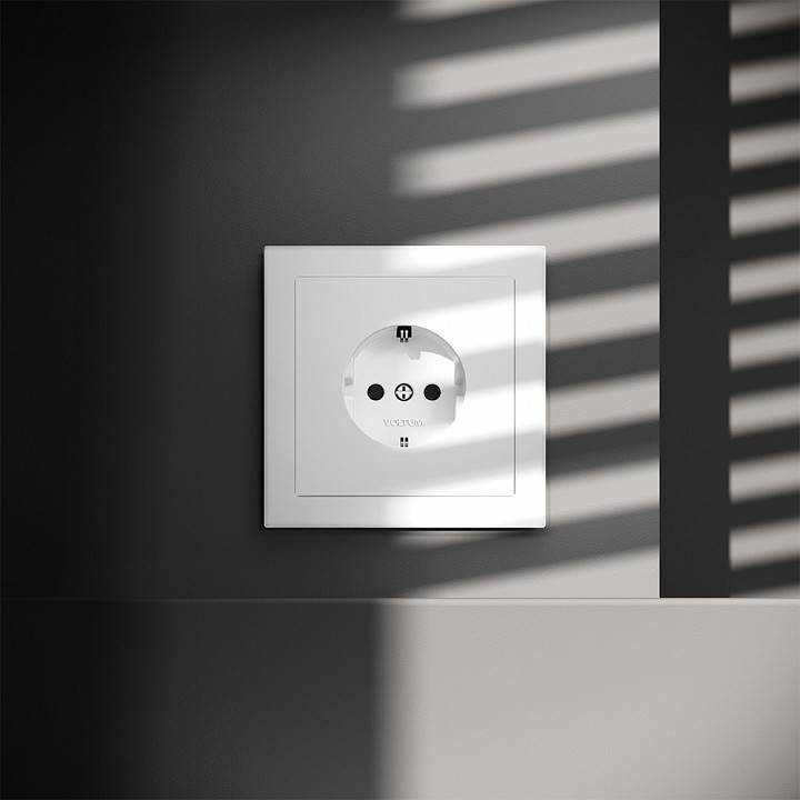 Розетка с заземлением и со шторкой, без рамки Voltum S70 VLS040202