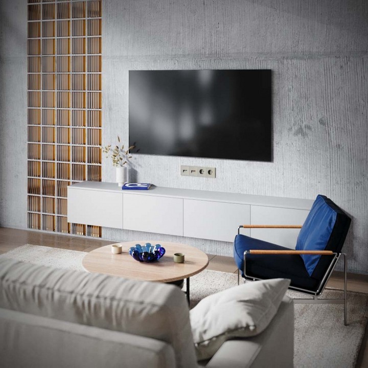 ТВ-розетка и розетка Ethernet RJ-45 без рамки Voltum S70 VLS060704