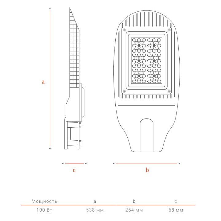 Консольный светильник WoltaPRO  ДКУ04-100-102-5К ШБ140х60