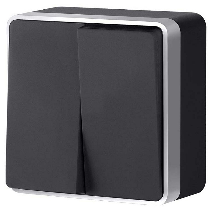 Выключатель двухклавишный Werkel Gallant (черный с серебром) W5020034