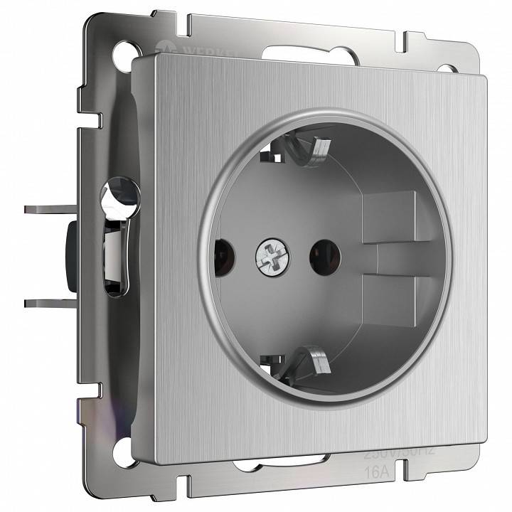 Розетка с заземлением без рамки Werkel шампань рифленый W1171009