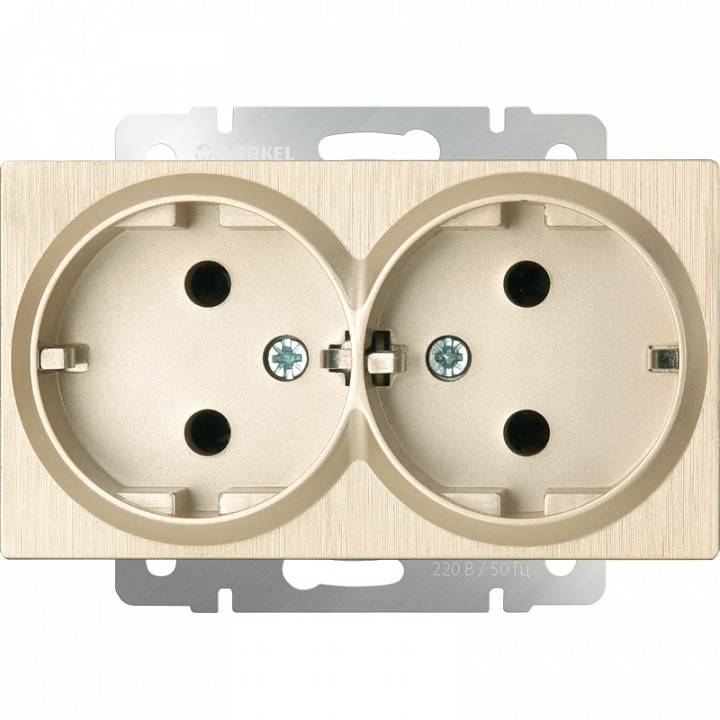Розетка двойная с заземлением, без рамки Werkel шампань рифленый W1172010