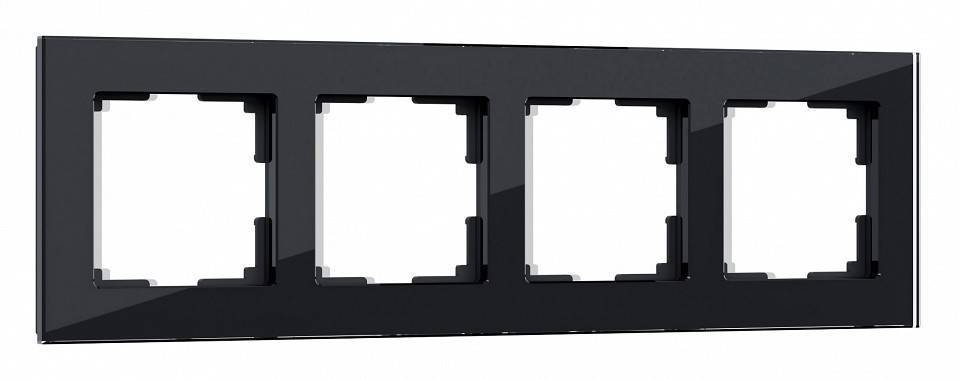 Рамка на 4 поста Werkel черный,стекло W0041108