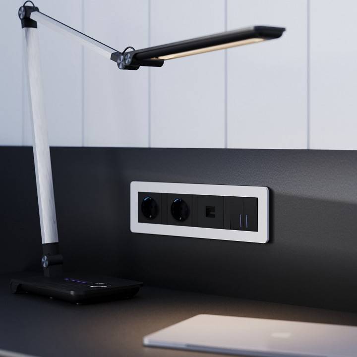 Рамка на 4 поста Werkel Split белый/черный, soft-touch W0043068