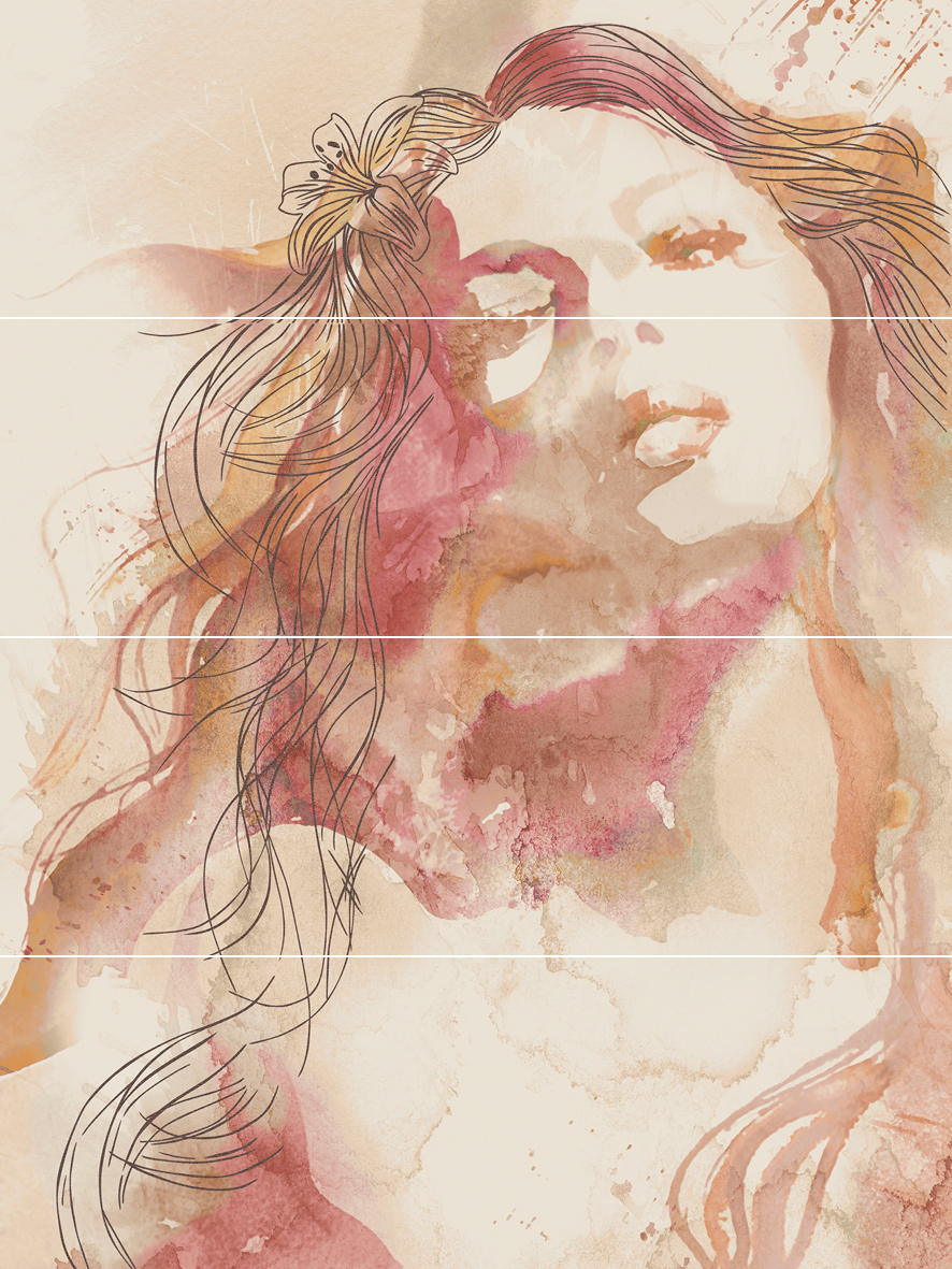 Панно из 4-х плиток Europa Ceramica Nina Crema 750x1000 мм х9999033774