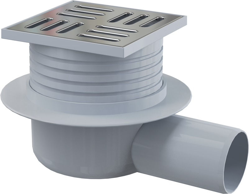 Трап для душа AlcaPlast 105x105/50 мм боковой выпуск решетка нержавеющая сталь APV26