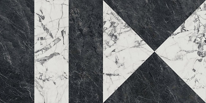 Керамогранит Kerama Marazzi Бьянко Неро белый чёрный лаппатированный 60х119,5 см SG565402R