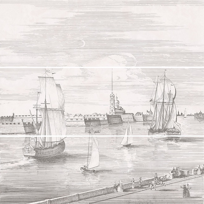 Панно Kerama Marazzi Город на воде SPb из 3-х частей 75х75 см 12108R\3x\3F