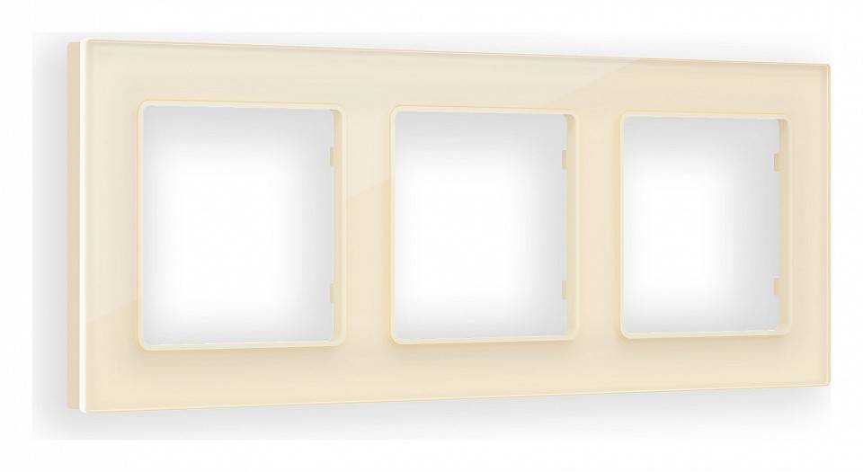 Рамка на 3 поста Ambrella Volt Platos Стекло натуральное AF380303