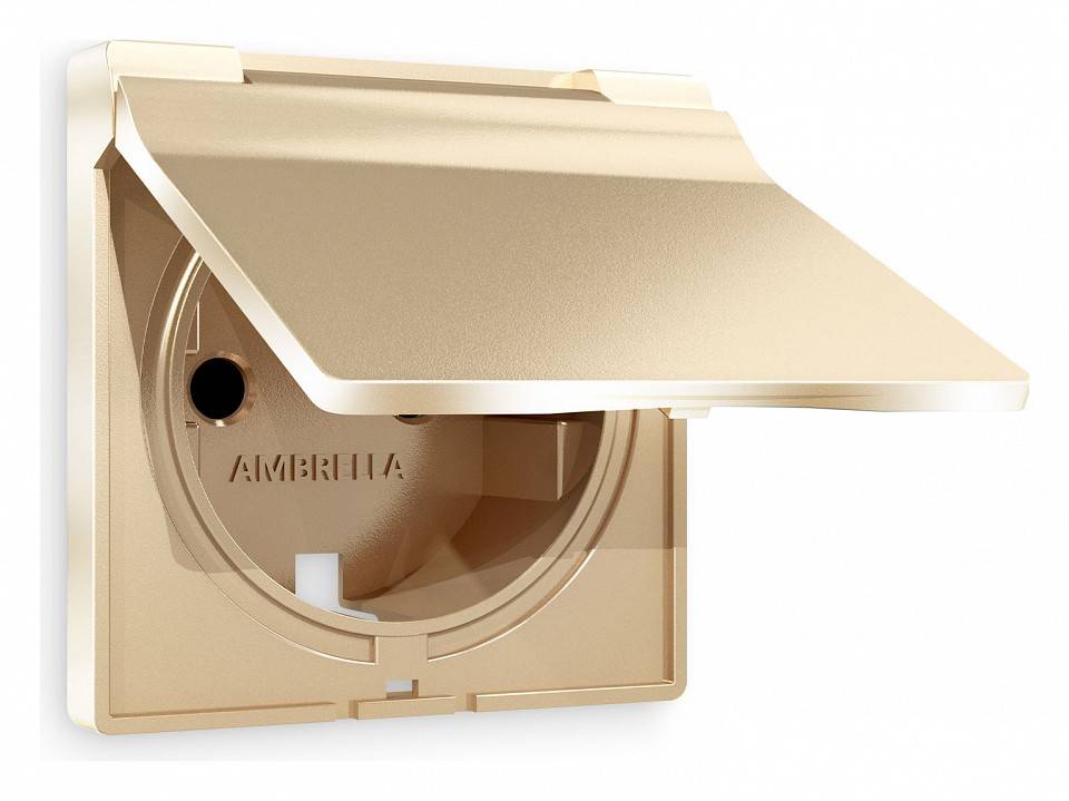 Накладка для розетки влагозащищенной с заземлением и со шторками с крышкой Ambrella Volt Quant AP6080