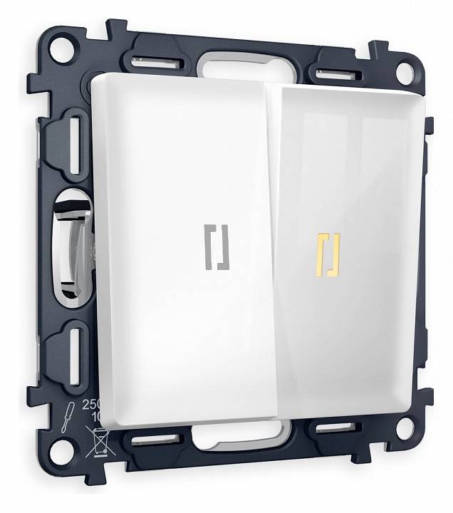 Выключатель двухклавишный с подсветкой без рамки Ambrella Volt Quant MA104010