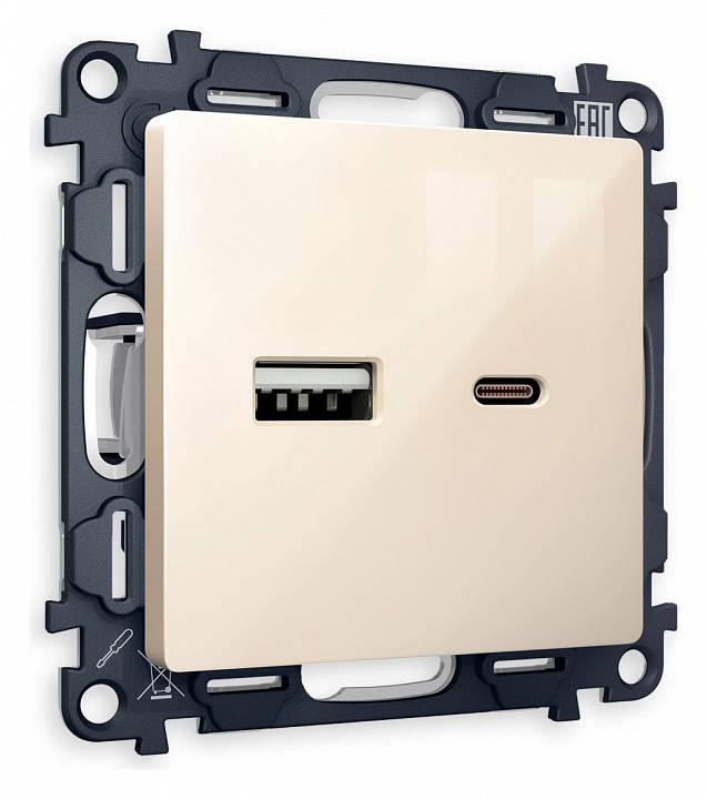 Розетка 2хUSB type A и C без рамки Ambrella Volt Quant MA311010