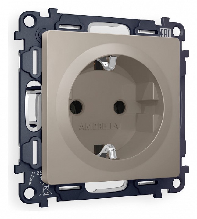 Розетка с заземлением, без рамки Ambrella Volt Quant MA366010