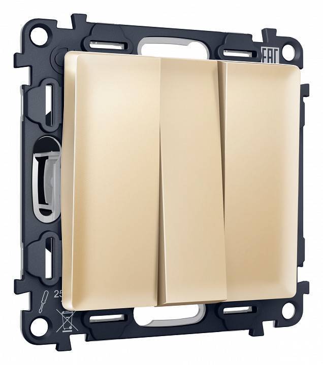 Выключатель трехклавишный без рамки Ambrella Volt Quant MA605010