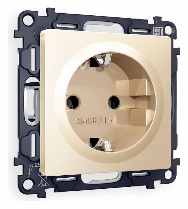 Розетка с заземлением, без рамки Ambrella Volt Quant MA606010