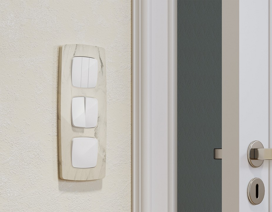 Выключатель перекрестный двухклавишный без рамки Ambrella Volt OMEGA MO103030