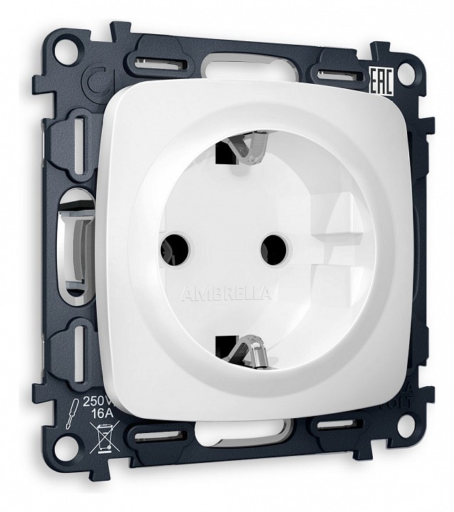 Розетка с заземлением, без рамки Ambrella Volt Quant MO126010