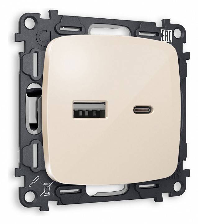 Розетка 2хUSB type A и C без рамки Ambrella Volt Quant MO311010