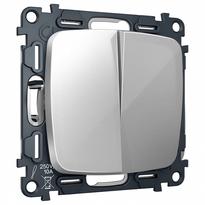 Выключатель перекрестный двухклавишный без рамки Ambrella Volt OMEGA MO403030