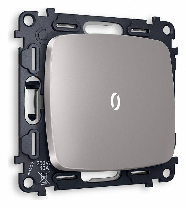 Выключатель одноклавишный с подсветкой без рамки Ambrella Volt Quant MO502015