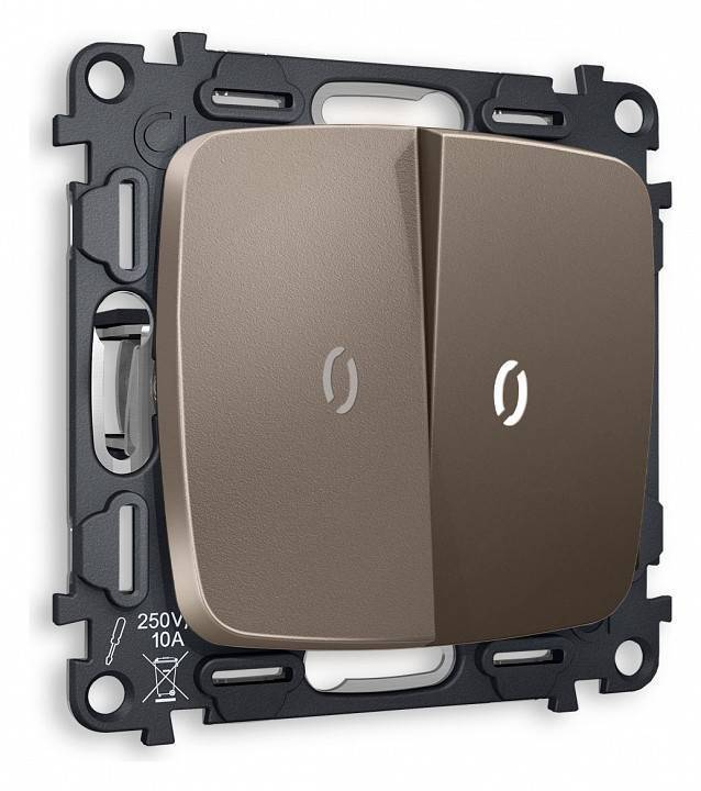 Выключатель проходной двухклавишный с подсветкой без рамки Ambrella Volt Quant MO634035