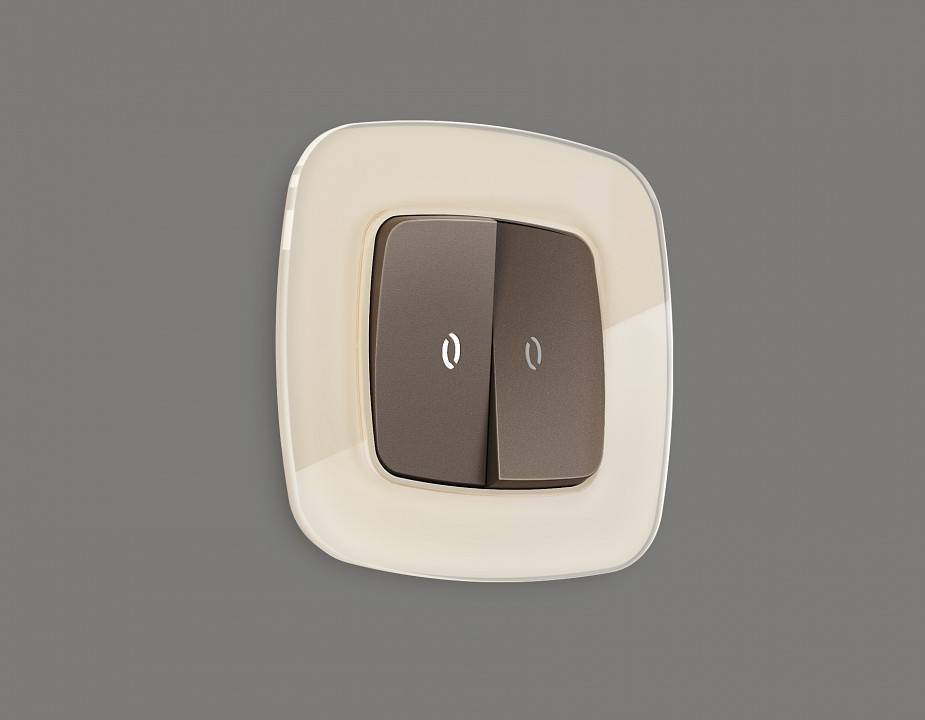 Выключатель проходной двухклавишный с подсветкой без рамки Ambrella Volt Quant MO634035