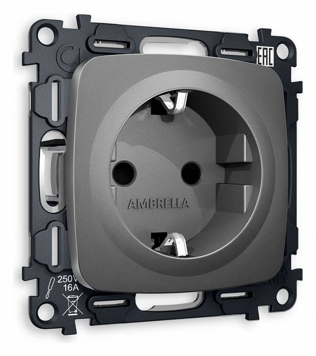 Розетка с заземлением и со шторкой, без рамки Ambrella Volt Quant MO657010