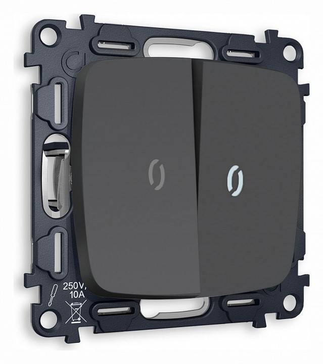 Выключатель проходной двухклавишный с подсветкой без рамки Ambrella Volt Quant MO904035