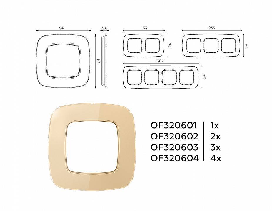 Рамка на 3 поста Ambrella Volt Radian Стекло органическое OF320603
