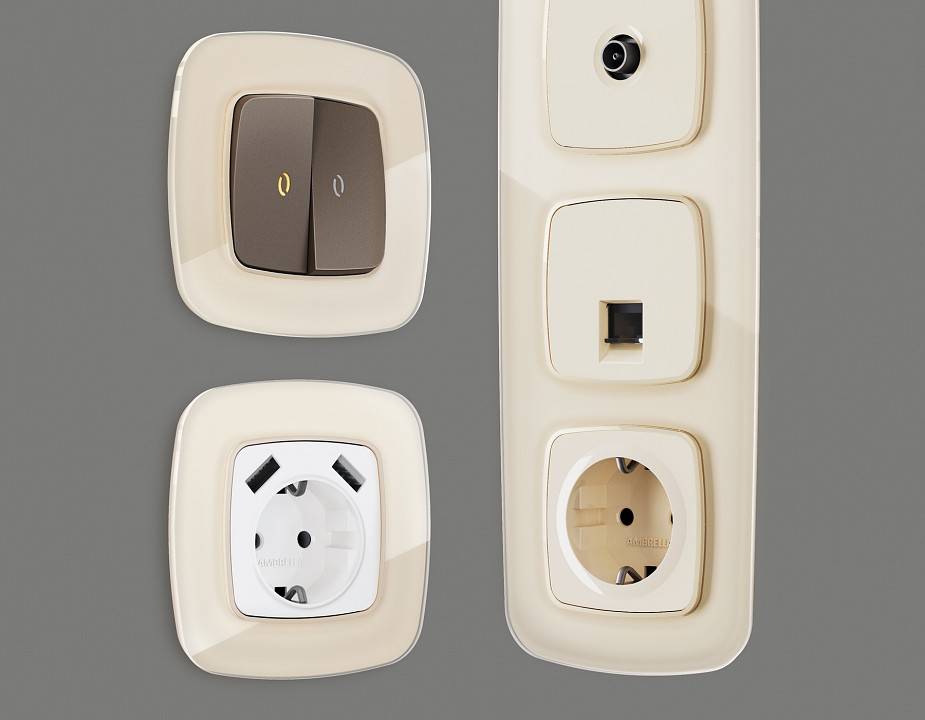 Рамка на 4 поста Ambrella Volt Radian Стекло натуральное OF350304