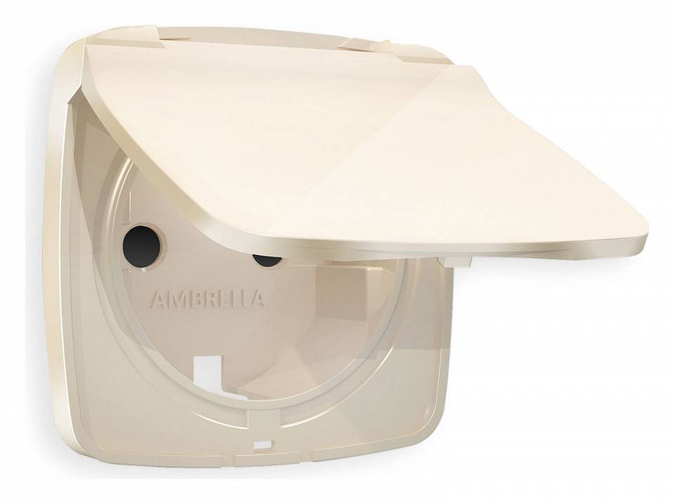 Накладка для розетки влагозащищенной с заземлением и со шторками с крышкой Ambrella Volt Quant OP3080